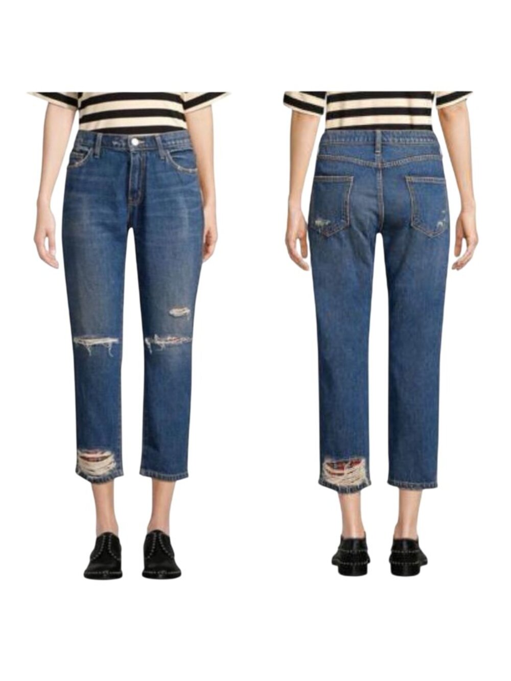 Current/Elliott The Repaired Fling Distressed Crop Jeans size 26, New with Tag